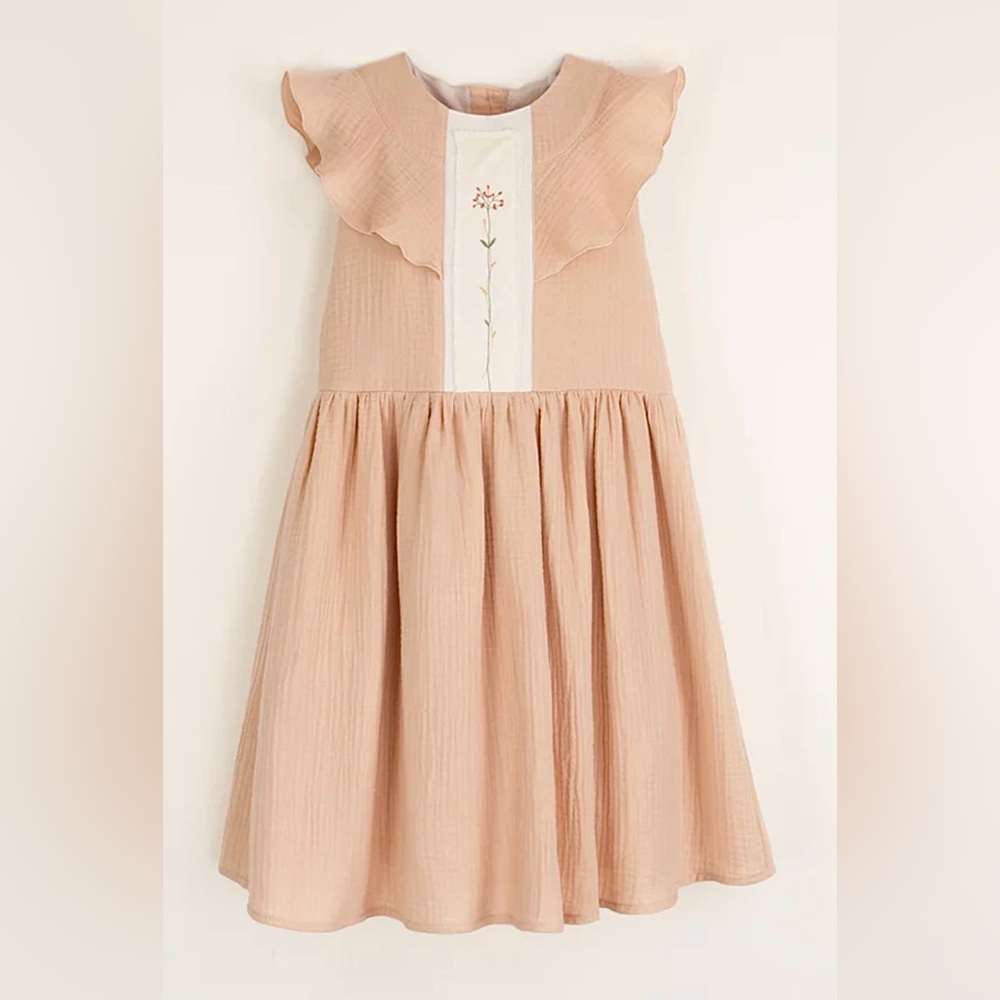 Popelin Girls Organic Gauze Dress 6Y
